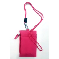 Dark Pink Zip Ezlink Cardholder With Lanyard Set