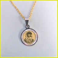 ◸ ☋ ☇◑ Padre Pio Stainless Necklace For Protection Men & Women Gold Two Tone Silver