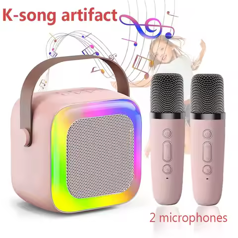 Bluetooth K12 Karaoke Machine Portable 5.3 PA Speaker System with 2 Wireless Microphones Home Family