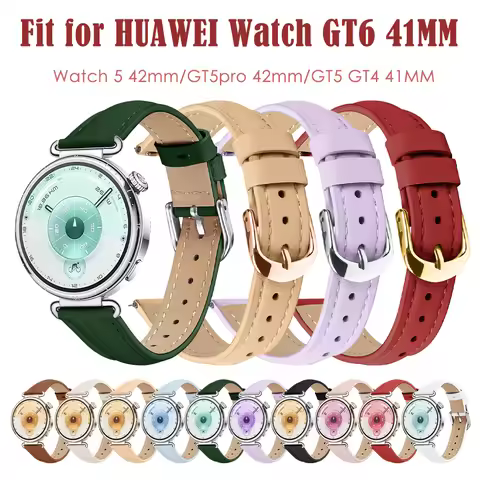 Leather Bracelet Band Suitable for Huawei Watch GT6 GT5 GT4 41mm with Metal Buckle Suitable for Huaw