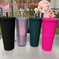 Diamond Studded Double Wall Tumbler 24oz With Straw And Logo Starbucks Durian Cup Reusable Bling
