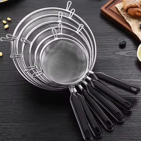 Stainless Steel Food Strainer Colander 12 14 16 20 22cm Easy to Clean Fine Mesh Strainer Rust-Proof 