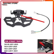 Adjustable License Plate Holder with License Plate Light For Street Triple 765RS 765R 765S 660S Fend