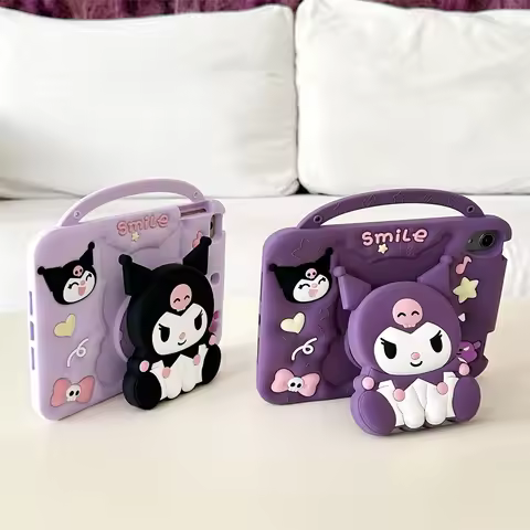 Cute 3D Cartoon Kuromi Silicone Holder Tablet Protective Case For IPad Air Mini 2 3 4 5 6 10.9 Pro 1