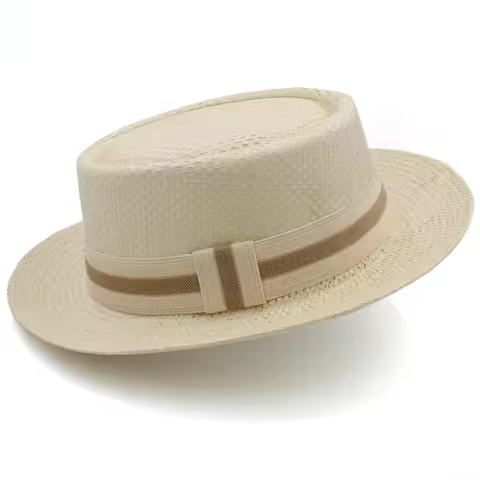 Lager Size Adjustable US 7 1/2-7 5/8 UK L-XL Men Women Straw Pork Pie Hats Summer Sunhat Boater Cap 