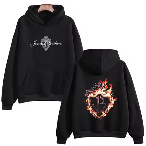 Flame Hoodie Jonas Band Brothers Vintage Graphic Print Streetwear Music Long Sleeve Women Men Trendy