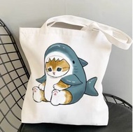 日系 Mofusand 鯊魚貓公仔 卡通貓咪 手提 單肩 帆布袋 購物袋 環保袋