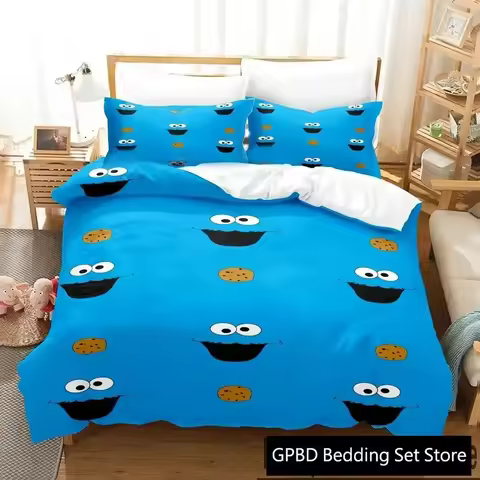 3D Print Cookie Cartoon Monster Anime Bedding Set Double Twin King Duvet Cover Comforter Pillowcase 