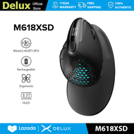 Delux M618XSD Seeker Wired&Wireless Ergonomic Vertical Mouse Rechargeable with OLED Screen MAX 7200D