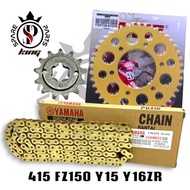 MCS 415 Y15 SPROCKET SET WITH YAMAHA ORING GOLD CHAIN FZ150 Y15ZR Y16ZR RANTAI O RING 415HO 132L YAM
