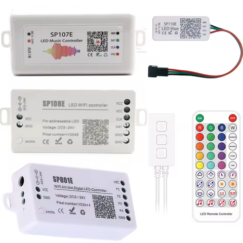 WS2812B WS2811 LED Strip Light Bluetooth/Music/WIFI/USB Pixels Controller SP107E SP108E SP110E SP611