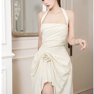 Luxurious designed dress. Luxurious women's dress, beautiful long halter neck women's dress 736 (Z4)