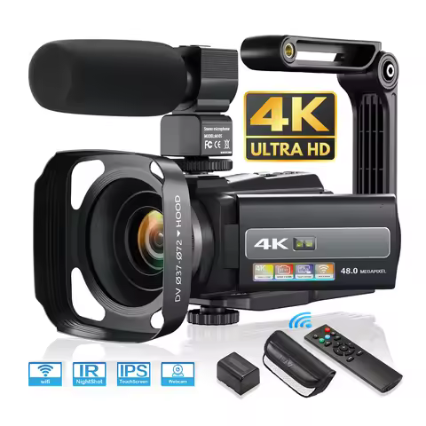 4K Video Camera Camcorder 48MP UHD WiFi IR Night Vision Vlogging Camera for YouTube 16X Digital Zoom