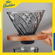 Premium Glass Coffee Dripper V60 With Wood Bracket | V60 Coffee Dripper