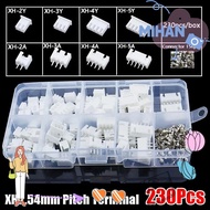 MIHAN 230Pcs 2.54mm Pitch Terminal, Male And Female Housing Kit Pin Connector, 4 Value XH2.54 2p 3p 