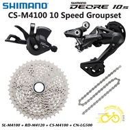Groupset Mini 4 Piece: Shifter, Derailleur, Freewheel, SHIMANO DEORE M4100 10 Speed Bicycle Chain