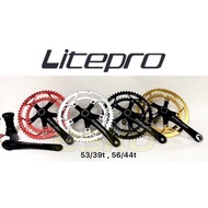 Litepro Plus  Hollowtech Crankset 53/39t , 56/44t, for folding bike minivelo bicycle