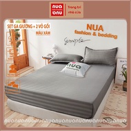 Bộ ga giường cotton 3F vải sọc bóng đẹp drap giường phong cách khách sạn ga trải giường + 2 vỏ gối n