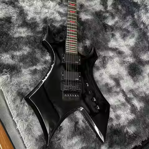 Custom Electric Guitar Black BC Rich Warlock 6 Strings Solid Body H-H Pickups FR Bridg Electric Guit