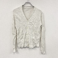 45R (Forty-Five R) Linen Blend Cotton Knit Cardigan, White, Used Clothing