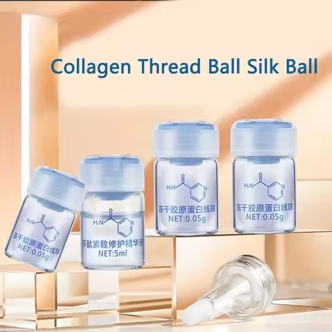 Korea Facial Hydrolyzed Silk Protein Collagen Thread Ball Serum Moisturiz Hydration Lifting Firm Fin