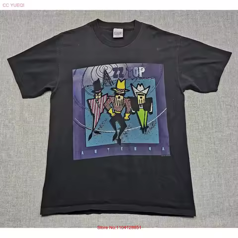 VINTAGE ZZ Top T Shirt Mens Large Black Antenna Tour Rock Nice Man 90s vintage Washed designer cloth