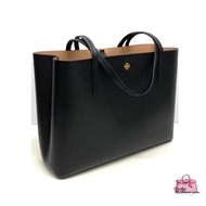 (STOCK CHECK REQUIRED)TORY BURCH BLAKE CENTER ZIP TOTE 147947 BLACK FULL LEATHER