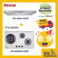 FUJIOH X RINNAI COMBO [FH-GS5035SVSS Fujioh S/S Cooker Hob GS5035 5035 5035SVSS and RH-S95A-SSVR Rinnai Slim Hood]