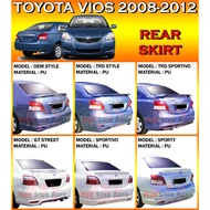 TOYOTA VIOS NCP93 2007-2013 REAR SKIRT TOMS TRD SPORTIVO OEM G-LIMITED DRIVE68 GT STREET C1 SPORTY V