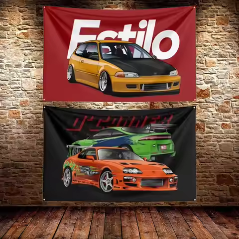 JDM Car Flag Polyester Printed 60x90cm 90x150cm Racing Car Banner for Garage Outdoor Decoration