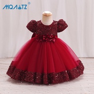MQATZ Flower Sequin 1st Birthday Dress For Baby Girl Clothes Baptism Lace Princess Dress Girls Dress