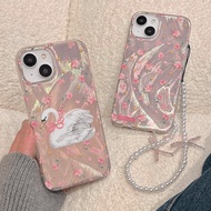 Pretty Small Rose Floral Flower Cute White Swan Casing for Samsung Galaxy S25 S24 S22 Ultra S23 Plus