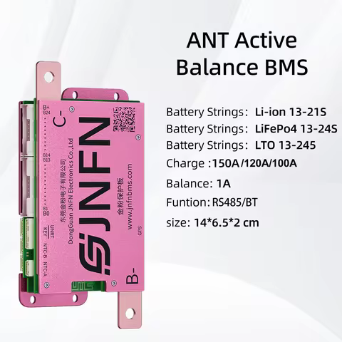 JNFN NEW ANT Smart BMS 1A Active Balance 13S-24S Lifepo4 LTO Li-ion 18650 battery 100A/120A/150A 48V
