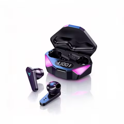 Bluetooth 5.4 Earphones TWS Lightweight Earbuds 65ms Low Latency Gaming Headphones with Built-in Mic