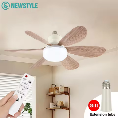 E26 E27 Base Home-use LED Ceiling Fan Light Wireless Remote Smart Fan Light 42cm 52cm Ceiling Fan fo