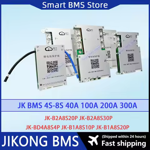 Smart JiKong 3s 4s 5s 6s 7s 8s 12v 24v 40a 100a 200a 300a Inteligente BMS Lifepo4 For 18650 Lithium