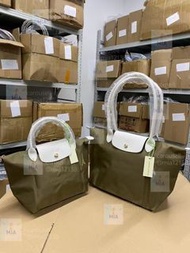 🎀Longchamp 龍驤 軍綠色 巴黎鐵塔限量版 尼龍配牛皮手柄 短柄小號/長柄中號 購物袋 托特包 手提包  單肩包
