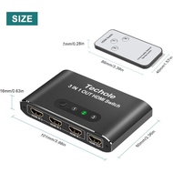 Techole HS301 HDMI Splitter, 3 Ports HDMI Switch with Remote Control, HDMI Splitter 3 In 1 Out Suppo
