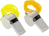 OFXDD Umpire Whistle - Pack of 2 - Metal Coach Necklace Whistle - Steel Ref Whistle - School Sport Whistles