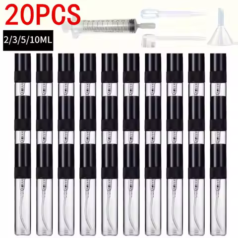 20pcs+4 Accessories 2/3/5/10ML Glass Spray Bottle-contains 20 Spray Bottles, 1 Funnel, 1 Dispensing 
