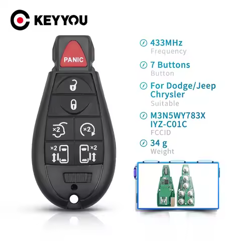 KEYYOU 7 6+1 Buttons Car Remote Control Key M3N5WY783X IYZ-C01C Fob 433Mhz For Dodge Caravan Chrysle