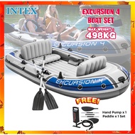 INTEX 68324 Excursion 4Boat Set Inflatable Boat 4Person Fishing Boat Raft Boat Widened Kayak Air Kay
