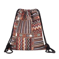 Van Caro Bohemian Drawstring Backpack Light Cinch Bag Gym Sack String Bag (Color 1)