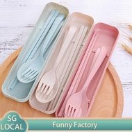 Reusable Wheat Straw Cutlery Set - Spoon, Chopsticks, and Fork for Children's Day Gifts Children Day Gift