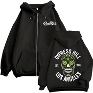 Rapper Cypress Hill Skeleton Zipper Hoodie Men Women Hip Hop Oversized Zip Up Jacket Male Vintage Ca