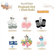 [TOMS] ROYALE BEBE (1set) Pacifier Clip + Socks |Pacifier Dot + Baby Socks | NEWBORN BABY GIft Set |