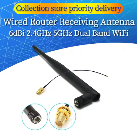 1 set 6dBi 2.4GHz 5GHz Dual Band WiFi SMA antenna + 1x15cm U.FL / IPX to SMA-KY Cable Router glue st