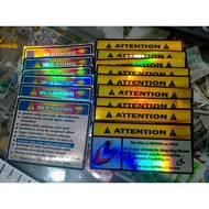 WARNING ATTENTION STICKERS