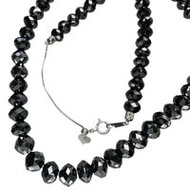 สร้อยคอผู้หญิงมือสองประดับเพชรสีดำ 202.00 กะรัตในทองคำขาว 18K น้ำหนัก 41.4 กรัม ยาว 49 ซม.