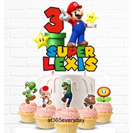 [SG SELLER] Custom Mario, Luigi Cake Topper Birthday Party Cupcake Decoration, Super Mario Bros